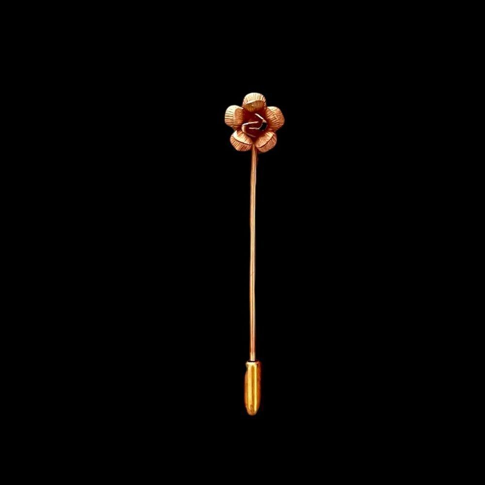 Krementz Signed Rose Gold Rose Flower Stick Pin